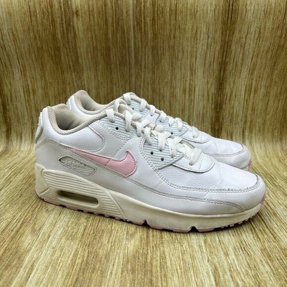 Women's Size 8.5 Youth 7 - Nike Air‎ Max 90 LTR White Sneakers Shoes CD6864-121 - Picture 1 of 9